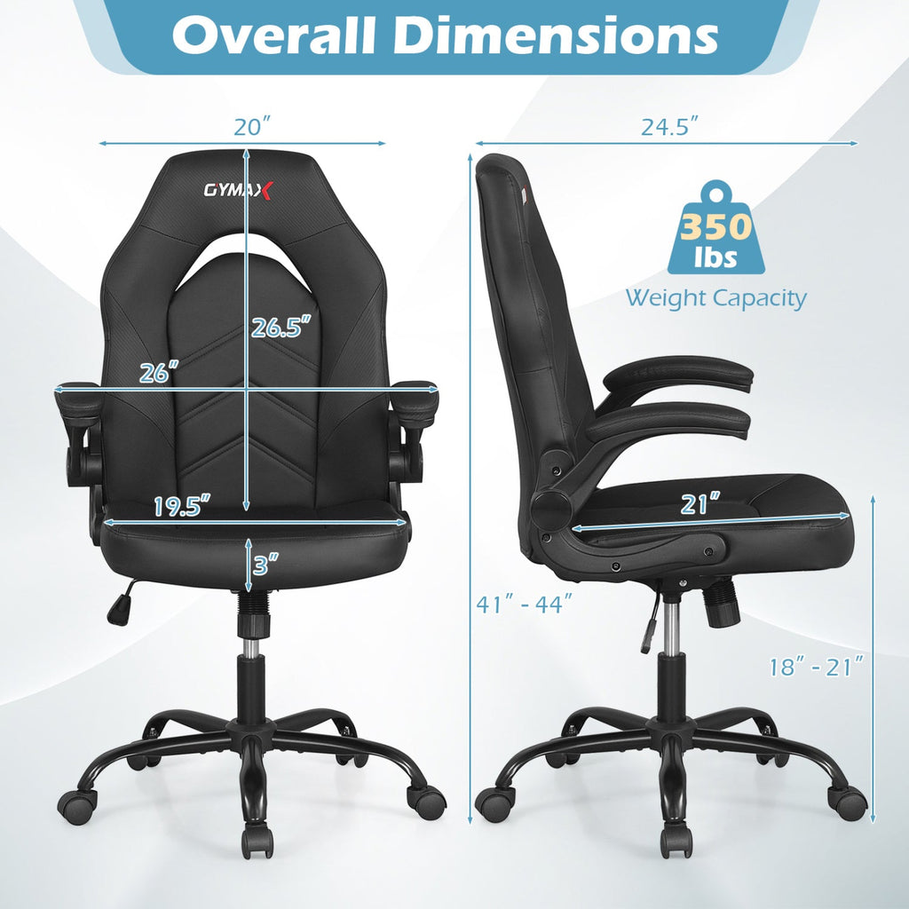 Leather Office Chair Ergonomic Computer Desk Chair with Flip-up Armrests