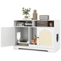 43 Inches Cat Litter Box Enclosure with Storage and Double Rooms-White