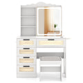Makeup Vanity Desk with Mirror and Charging Station-White