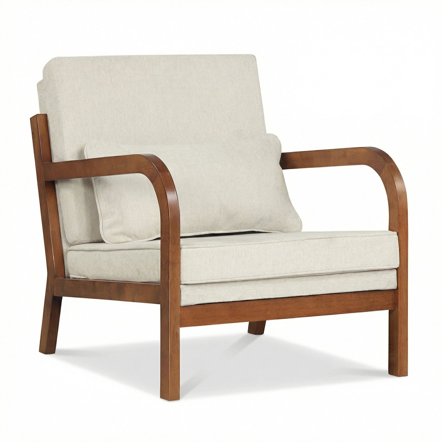 Modern Accent Chair Faux Leather Linen Fabric Upholstered Armchair