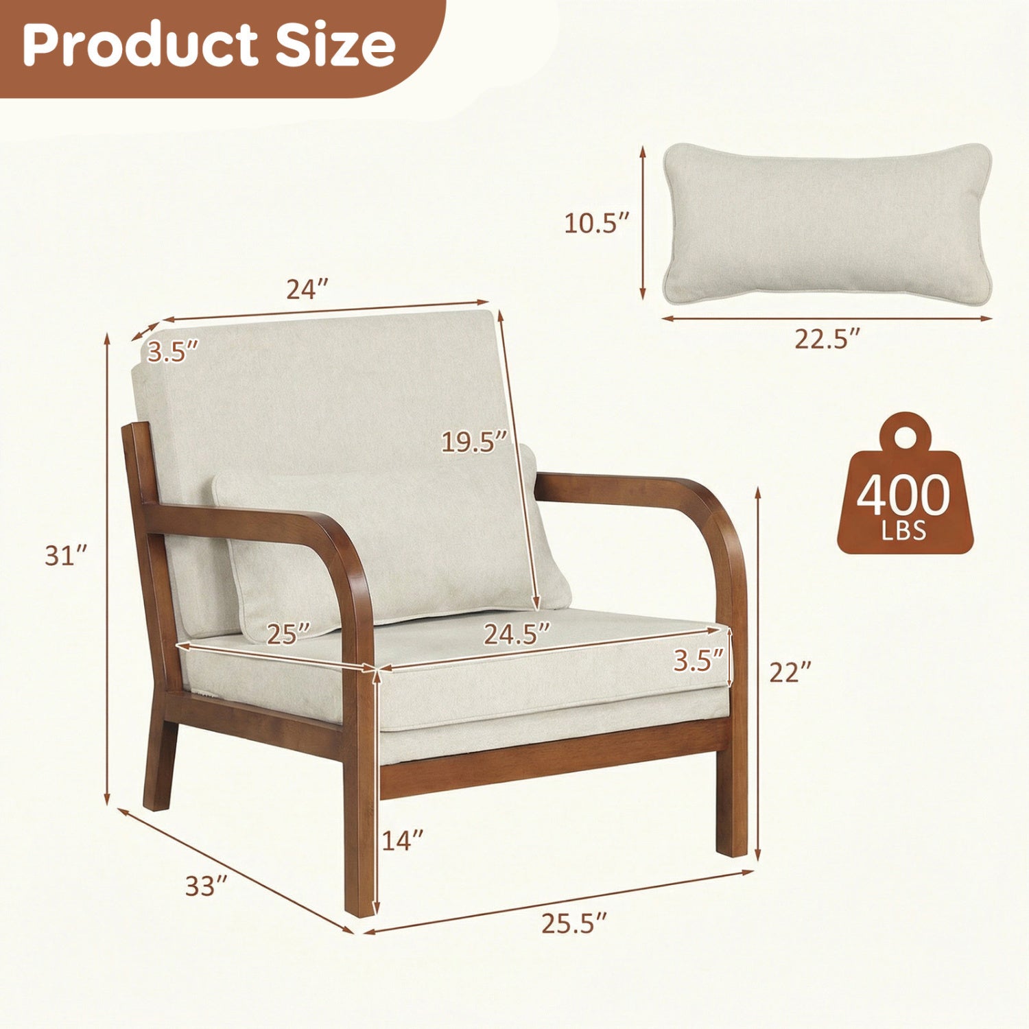 Modern Accent Chair Faux Leather Linen Fabric Upholstered Armchair