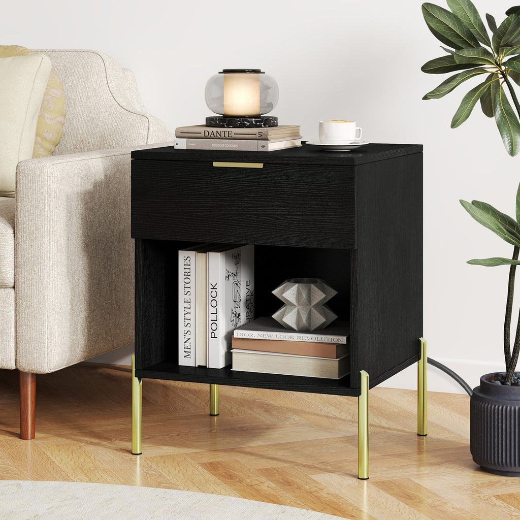 Nightstand with Charging Station and Storage Drawer