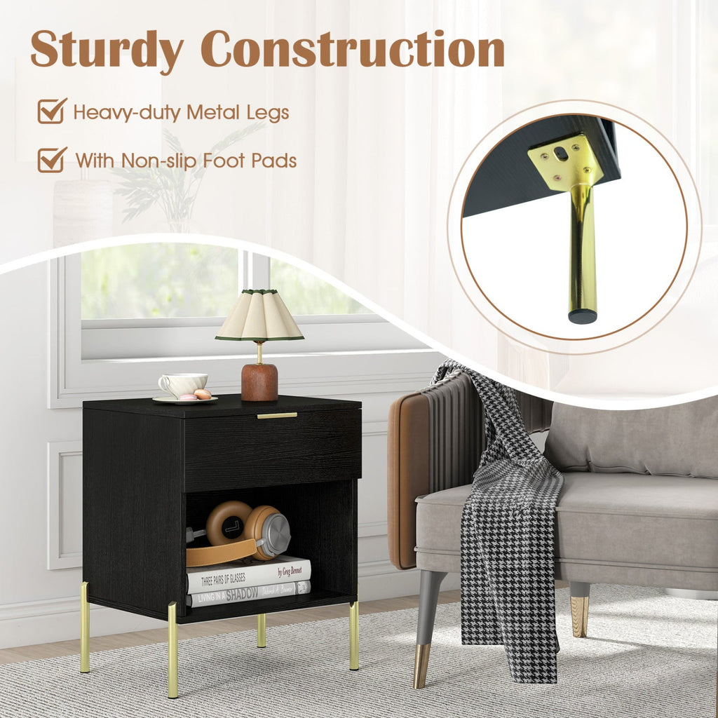 Nightstand with Charging Station and Storage Drawer