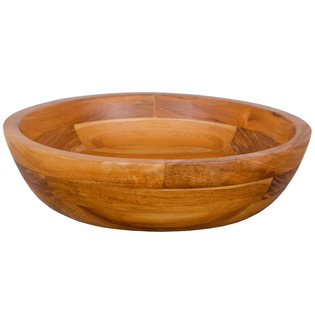 16 Inch Teak Wood Washbasin with Drainage Hole and Rounded Corners