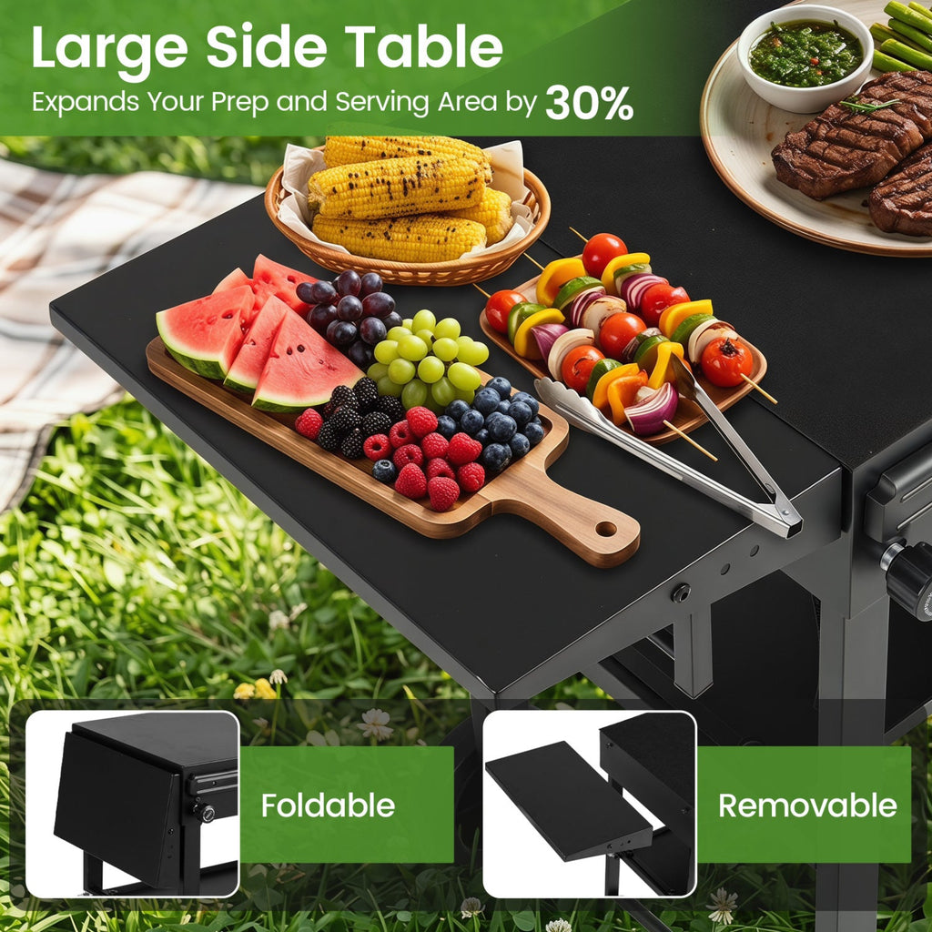 Foldable Grill Cart with 31" Tabletop & Storage Shelf