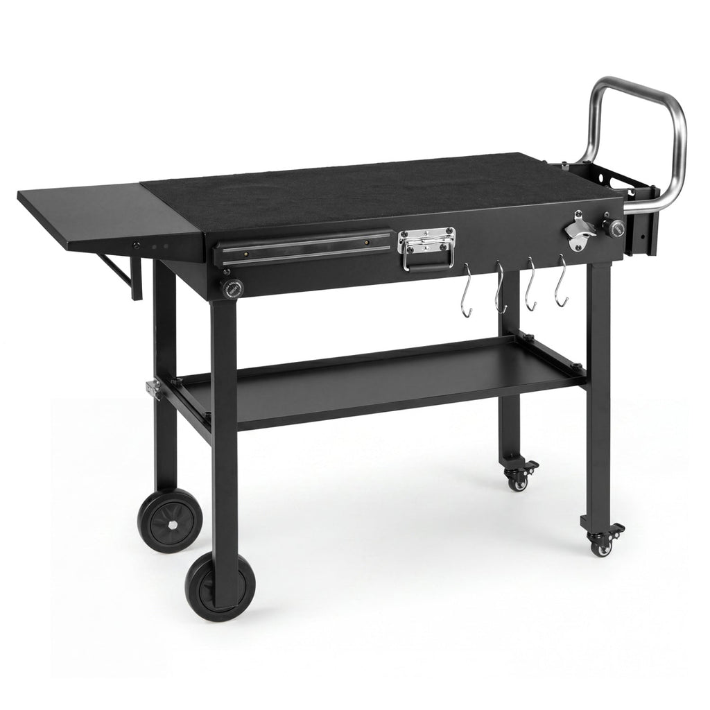 Foldable Grill Cart with 31" Tabletop & Storage Shelf