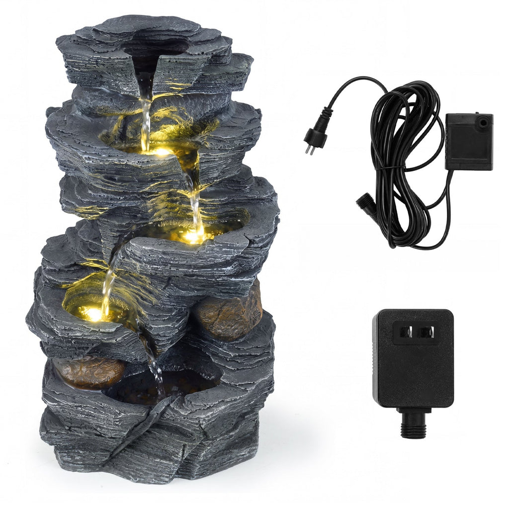 Outdoor Water Fountain with LED Lights and Pump 5