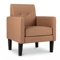 Modern Accent Chair with Removable Cushion - Brown PU Leather
