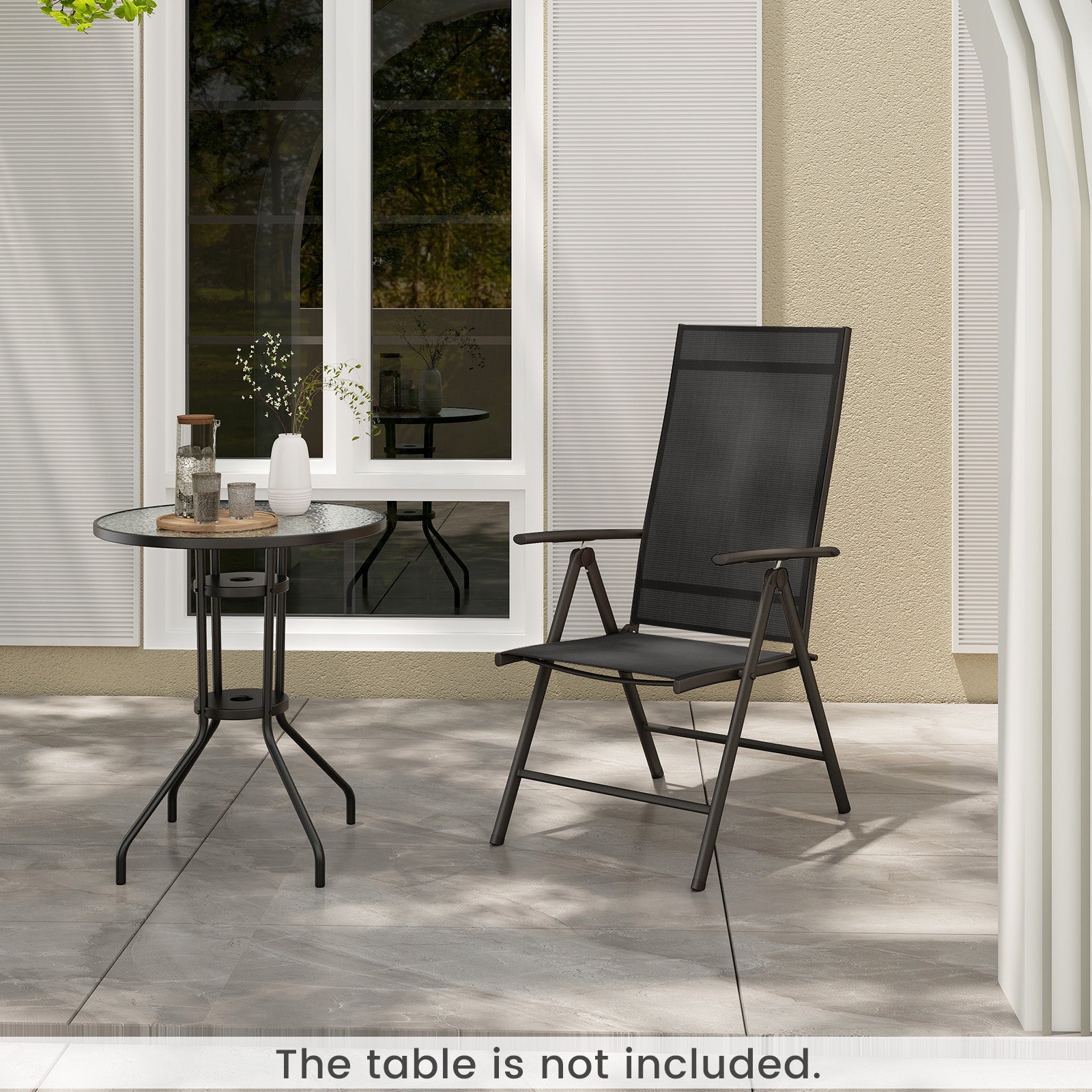 1 Piece Patio Folding Dining Chairs with 7-Level Adjustable High Backrest