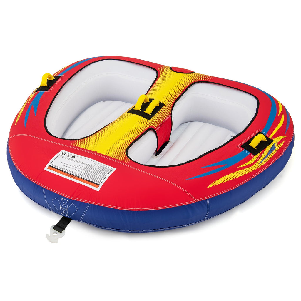 1 or 2 Person Inflatable Towable Tube for Boating with Drainage