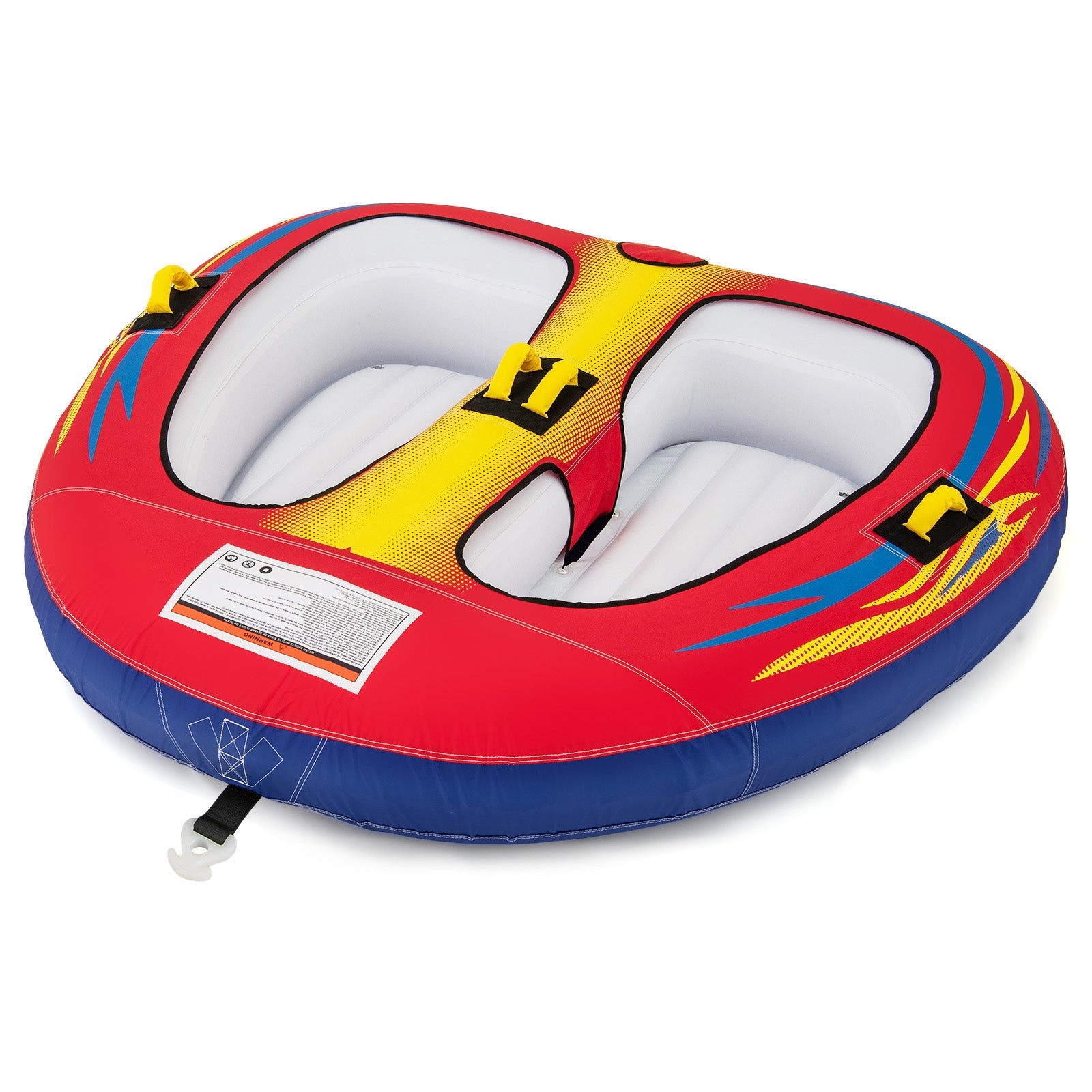 1 or 2 Person Inflatable Towable Tube for Boating with Drainage