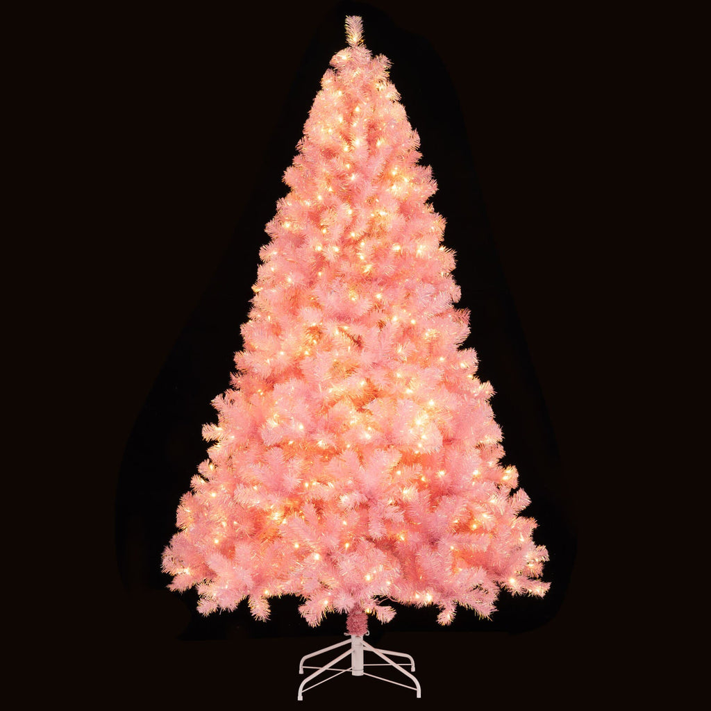Pre-Lit Tinsel Christmas Tree Artificial Xmas Tree with Lush Branch Tips Holiday Decoration