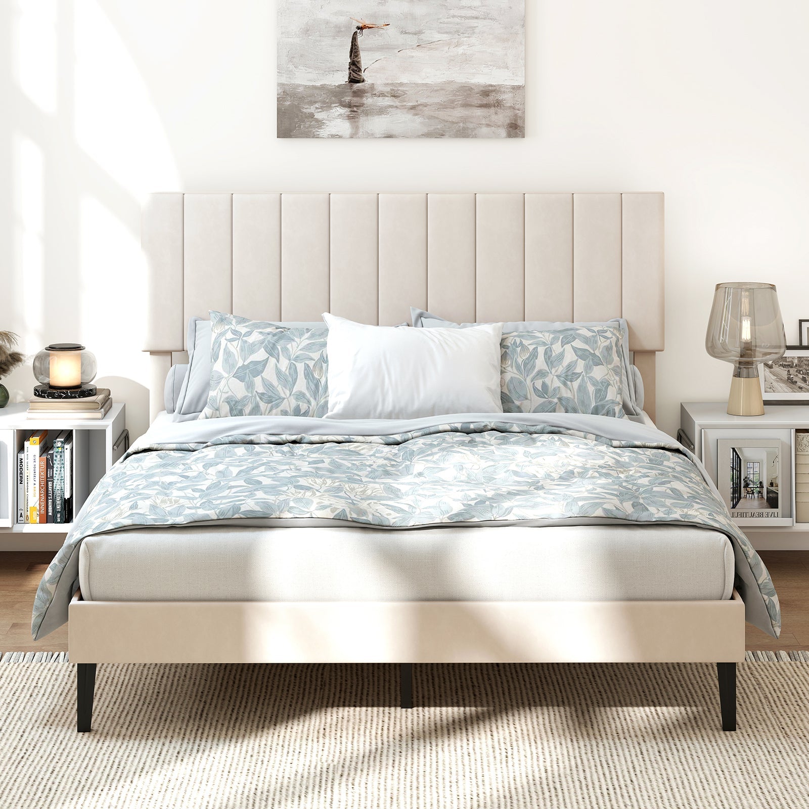 Full Size Velvet Upholstered Platform Bed Frame