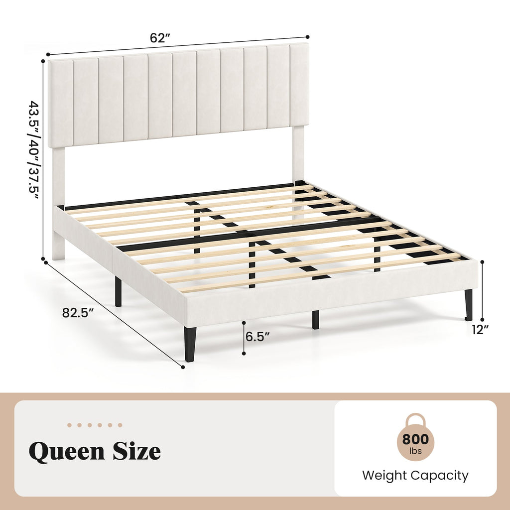Full Size Velvet Upholstered Platform Bed Frame