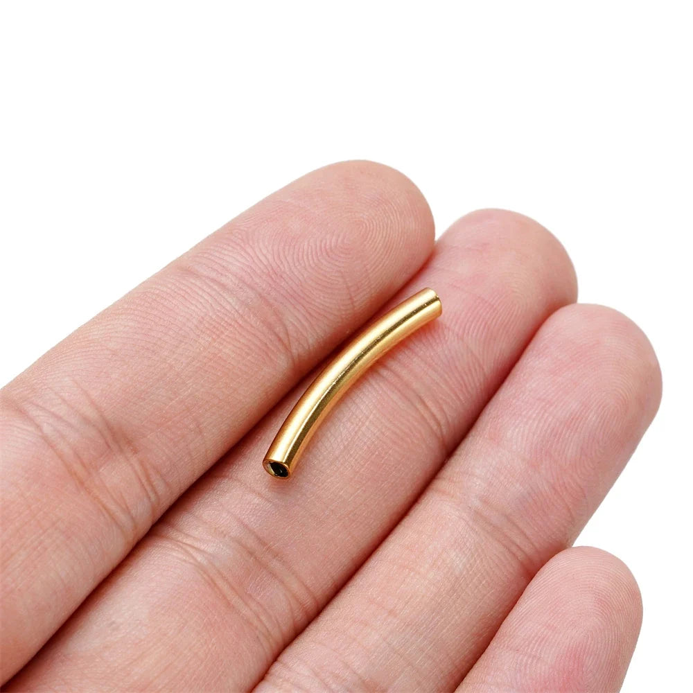 10Pcs/Pack Stainless Steel Curved Tube Spacer Beads Connectors For Handmade DIY Jewelry Making Bracelet Necklace Accessories