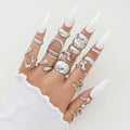 15Pcs Punk Smooth Geometric Open Rings Set For Women Exaggerated Irregular Silver Color Thick Chunky Ring Hip Hop Jewelry Gifts