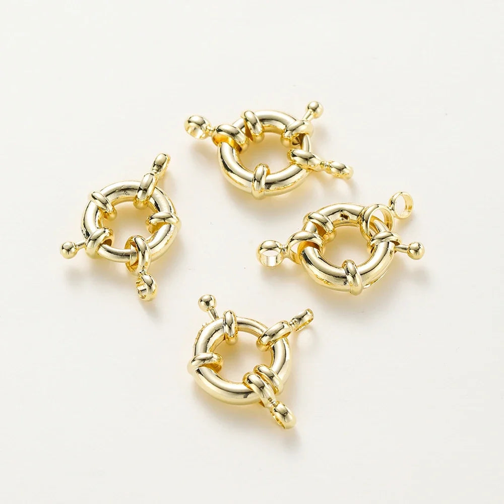 1-4pcs 14K 18K Real Gold Plated Sailor Clasps Bracelet Charm End Connector Spring Clasp For DIY Jewelry Making Necklace Findings
