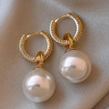 sliver-plated Pearl Zircon Earring for Women Girl Party Gift Circular Temperament Banquet Jewelry