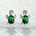 1 pair of S925 silver cute turtle shaped earrings with multiple colors to choose from, jewelry holiday gift for women