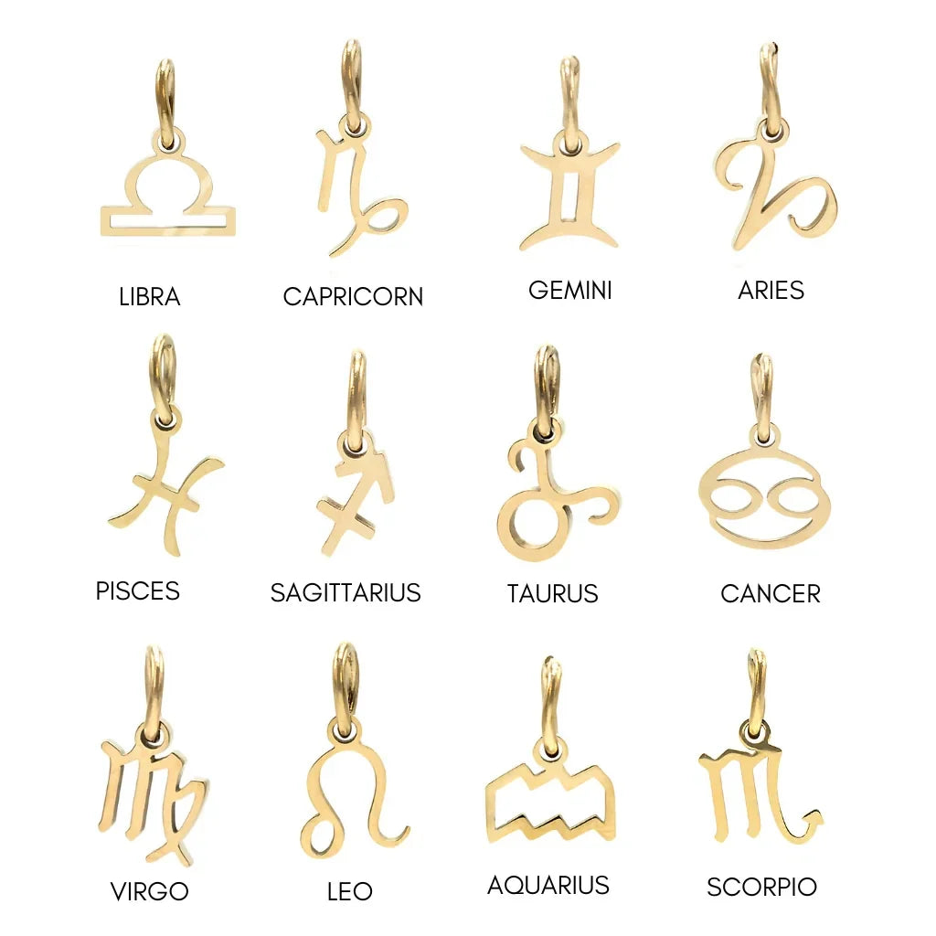 10PCS Stainless Steel Star Zodiac Sign 12 Constellation Pendant Accessories for Necklace Women Man Jewelry Gifts Wholesale