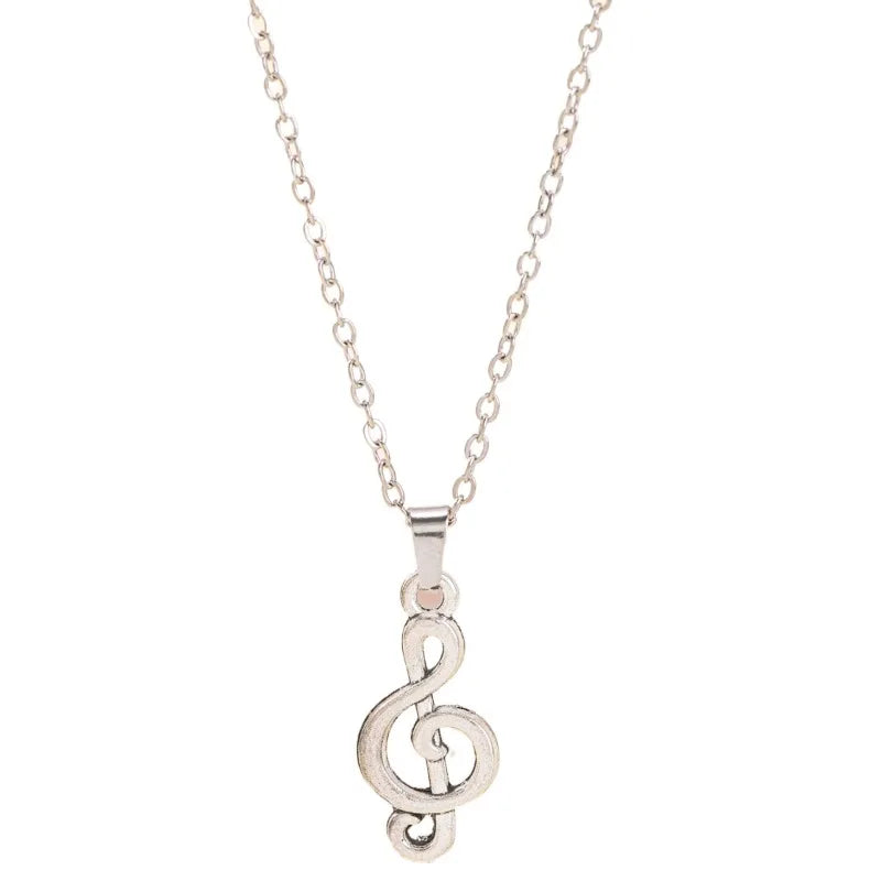 1 Piece Unisex Silvery Stainless Steel Music Note Pendant Necklace - Personalized Design Valentine's Day/Ramadan Gift