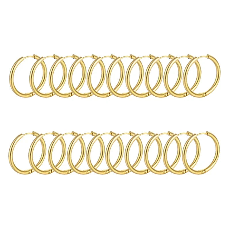 10/20Pcs Minimalist 316L Stainless Steel Small Hoop Earrings For Women Man Classic Round Earrings Fashion Ear Piercing Jewelry