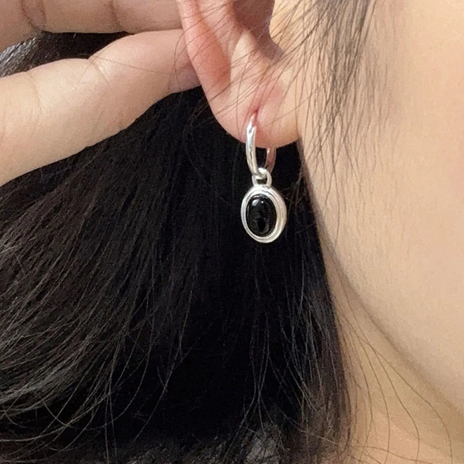 925 Sterling Silver Vintage Gold Round Earrings For Women Black Ball Earring Jewelry Prevent Allergy Party Accessories Gift