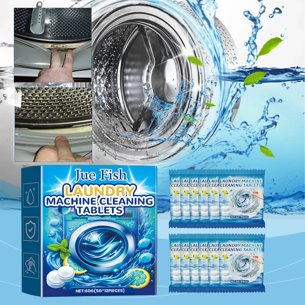 12PCS Washing Machine Cleaning Effervescent Tablets Deeply Cleans Stubborn Dirt Eliminates Odors Mild No Residue For All Models
