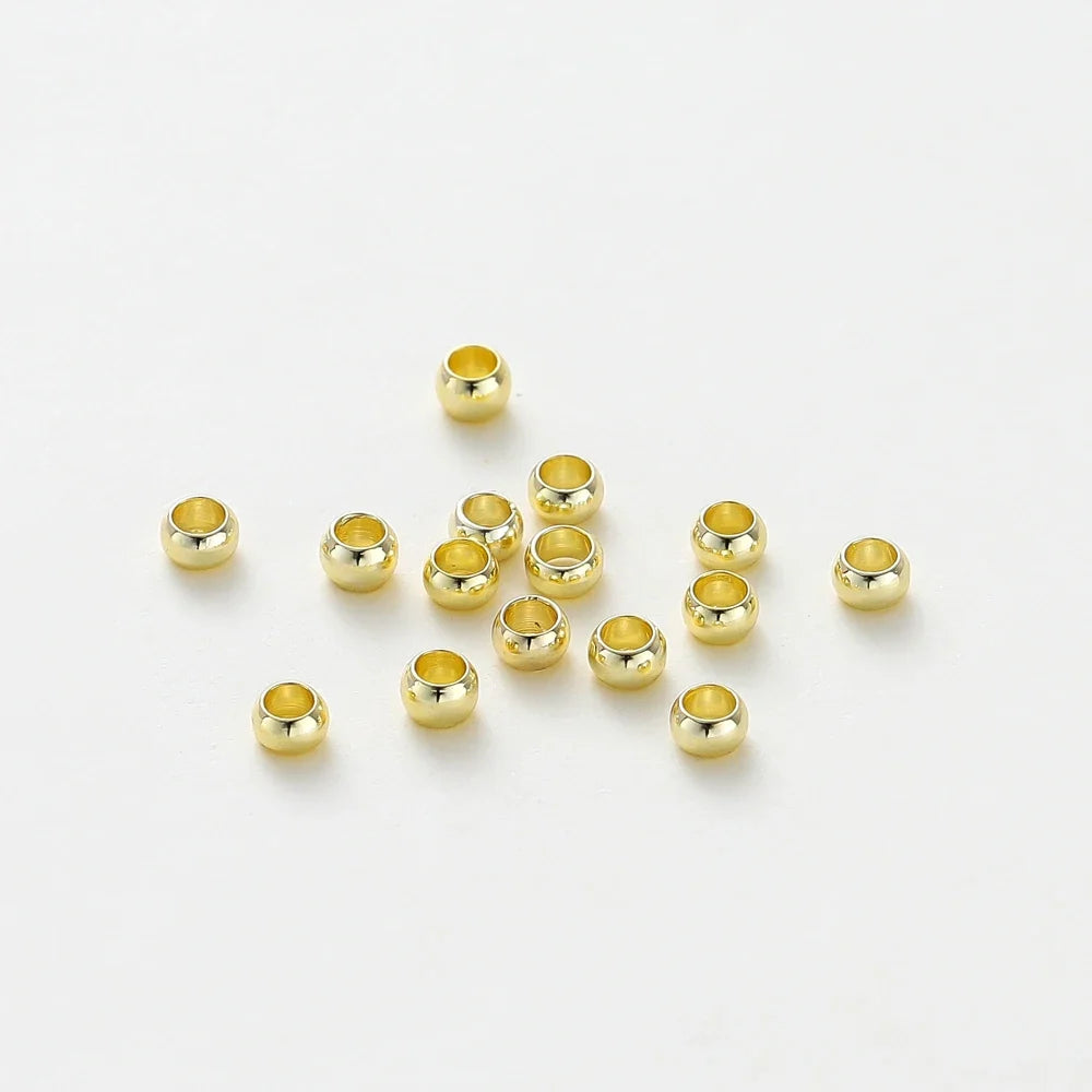 100pcs/lot 1.5/2/2.5mm 14K/18K Gold Color Plated Brass Positioning Beads for DIY Bracelet Necklace Jewelry Making Accessories