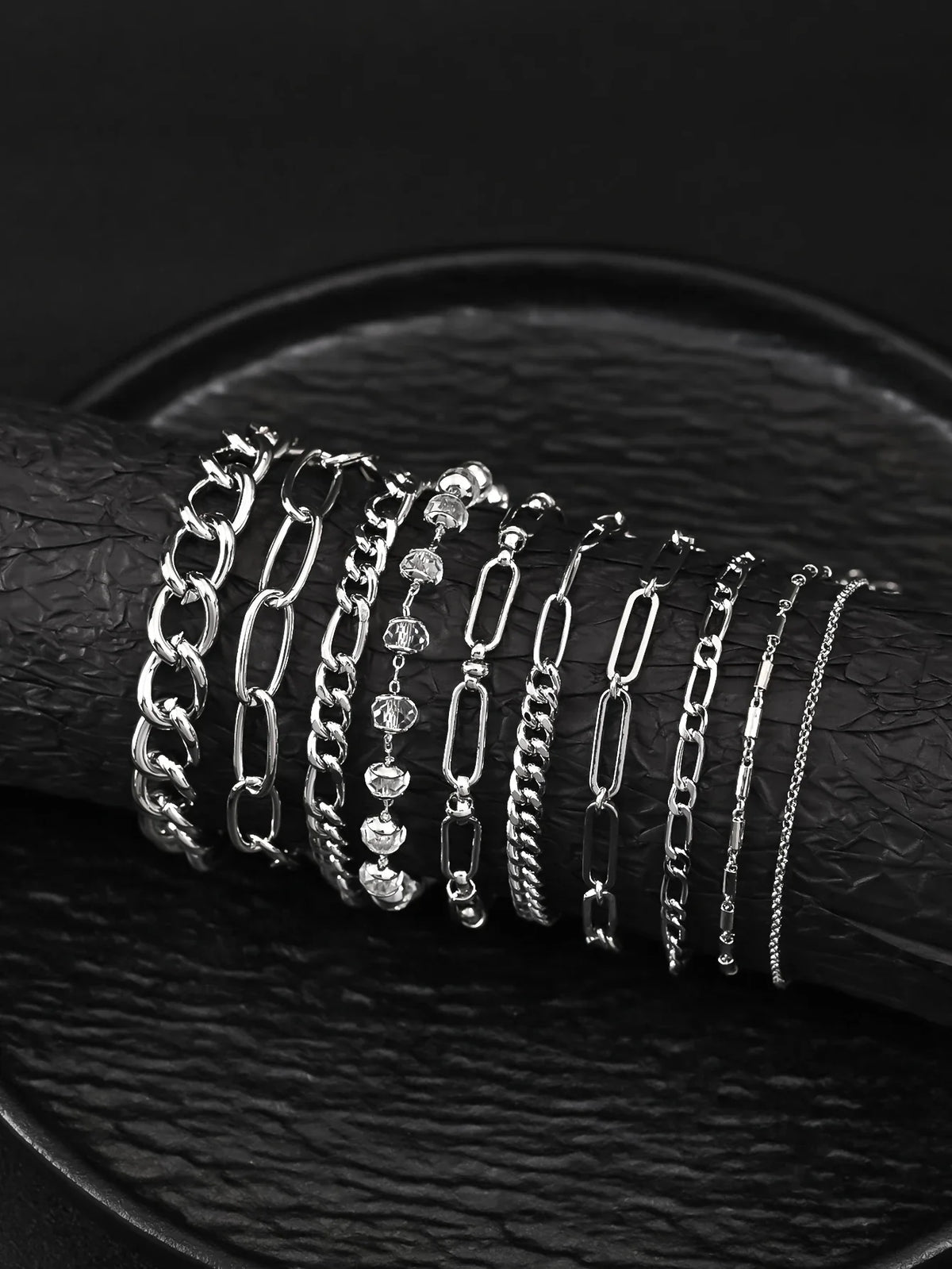 10pcs Stainless Steel Cuban Chain Bracelet for Men Women Figaro Vintage Metal Viking Kpop Pulseras Emo Cute Luxury Jewelry Gift