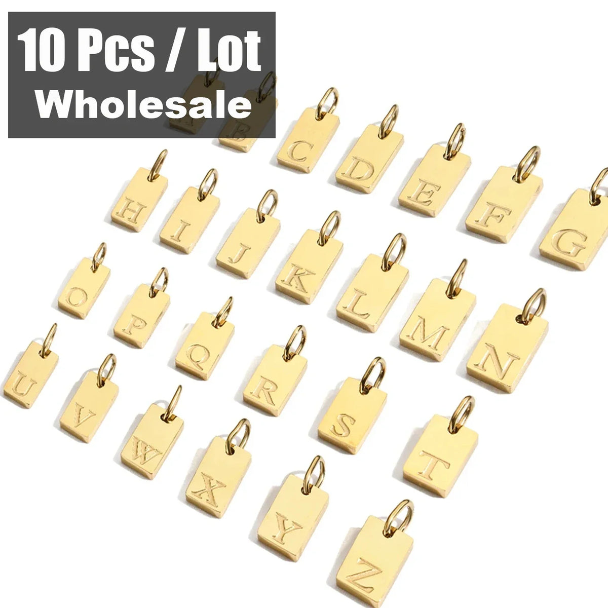 10PCS Alphabet Charm Pendant for Necklaces Stainless Steel Jewelry DIY Engraved Lettering Accessories Women's Fashion Jewelry