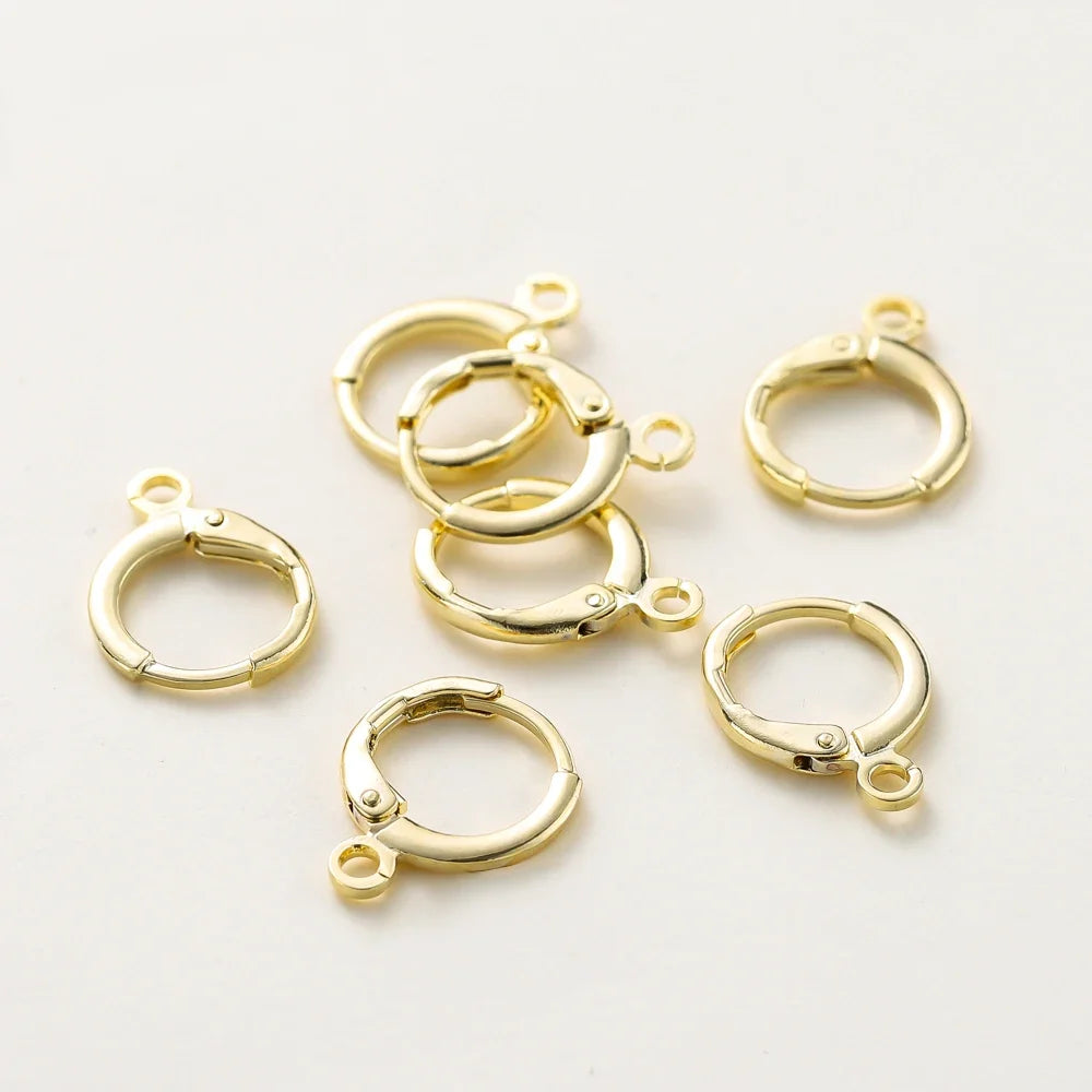 10pcs 14K 18K Gold Plated Brass France Blank Round Opening Earing Hook Ear Pendant Clips Loop For DIY Jewelry Making Findings