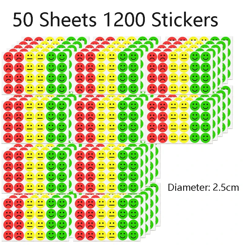 1" Happy Sad Smiling Face Behavior Stickers 120-1200pcs Labels Teachers Classroom School Kids Student Reward Sticker Toys Gifts