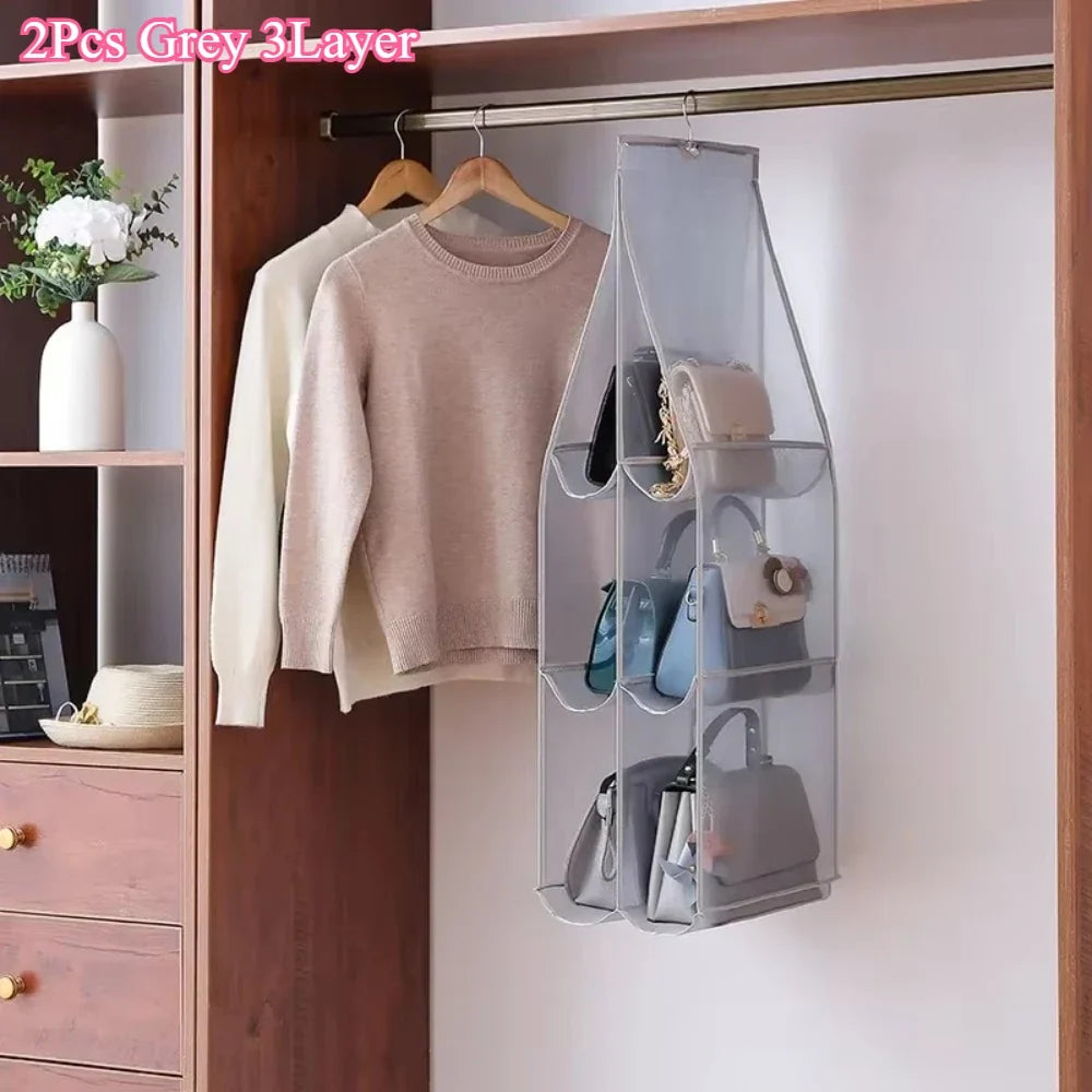 1/2PCS Hanging Storage Bags – 3/4-Layer Transparent Dust-Proof Organizer for Clothes, Bags & Accessories