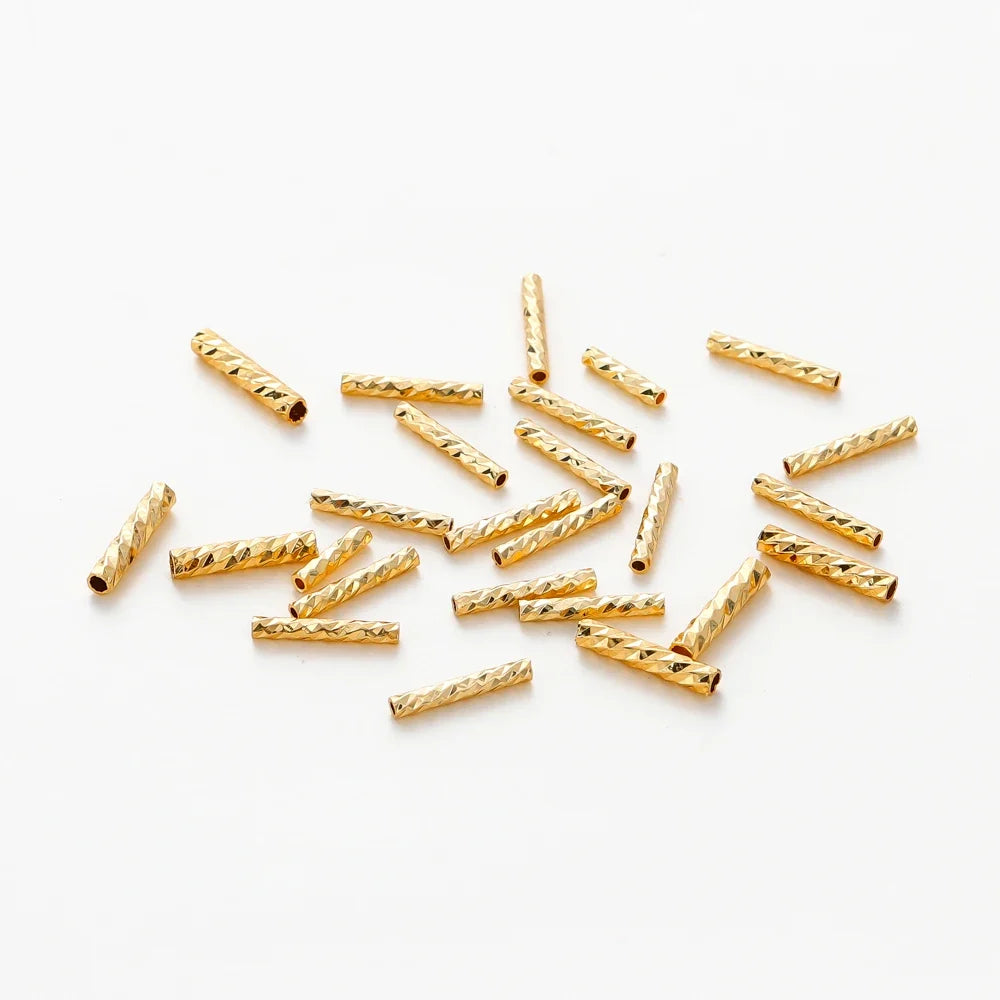 100pcs 7MM 10MM 14K 18K Gold Plated Brass Straight Tube for Bracelet Making StripeTubes Jewelry Supplies Diy Accessories