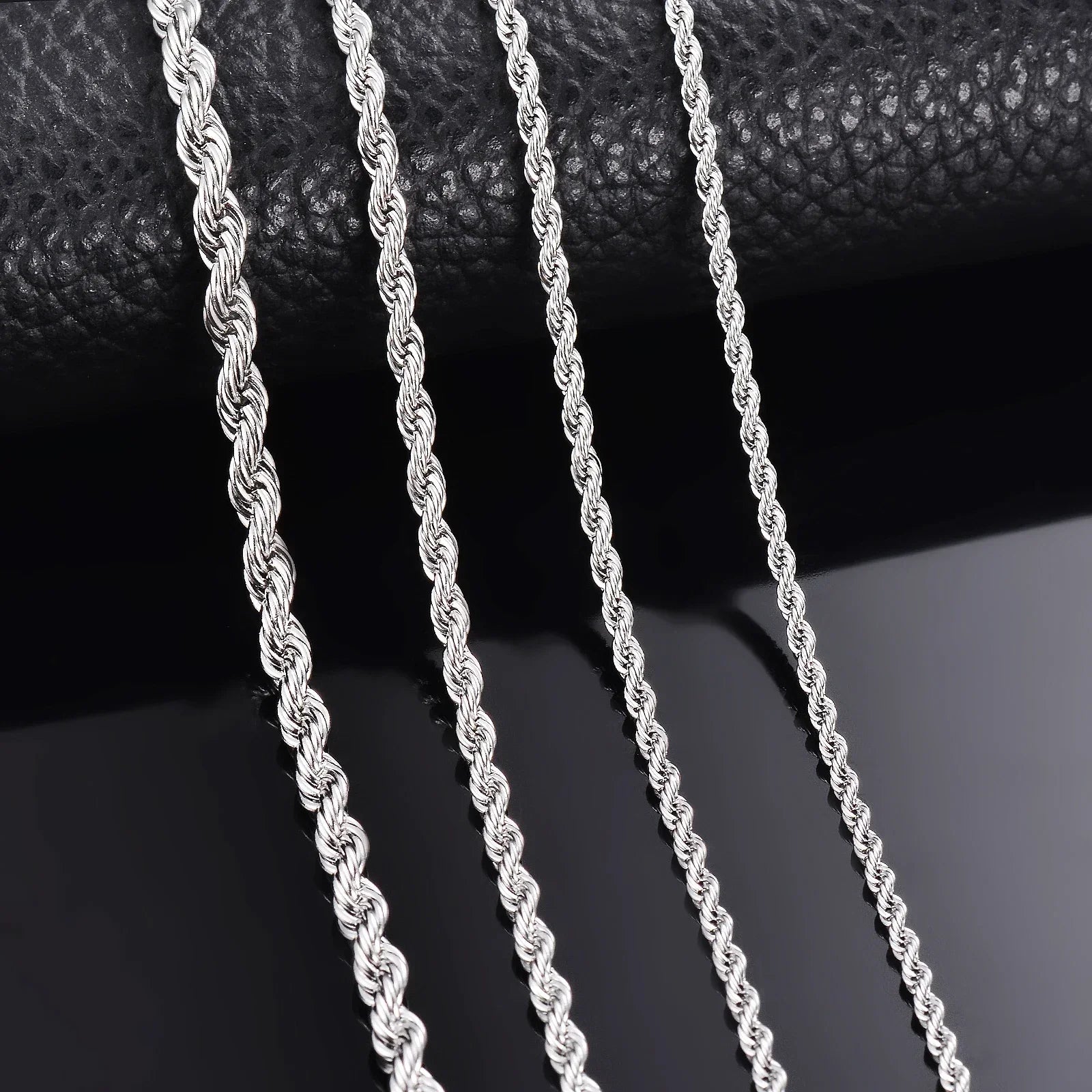 1 Pcs 925 Sterling Silver Width 2/3/4MM Rope Chain Necklace/Bracelet For Men Women Men Fashion Chain Necklace