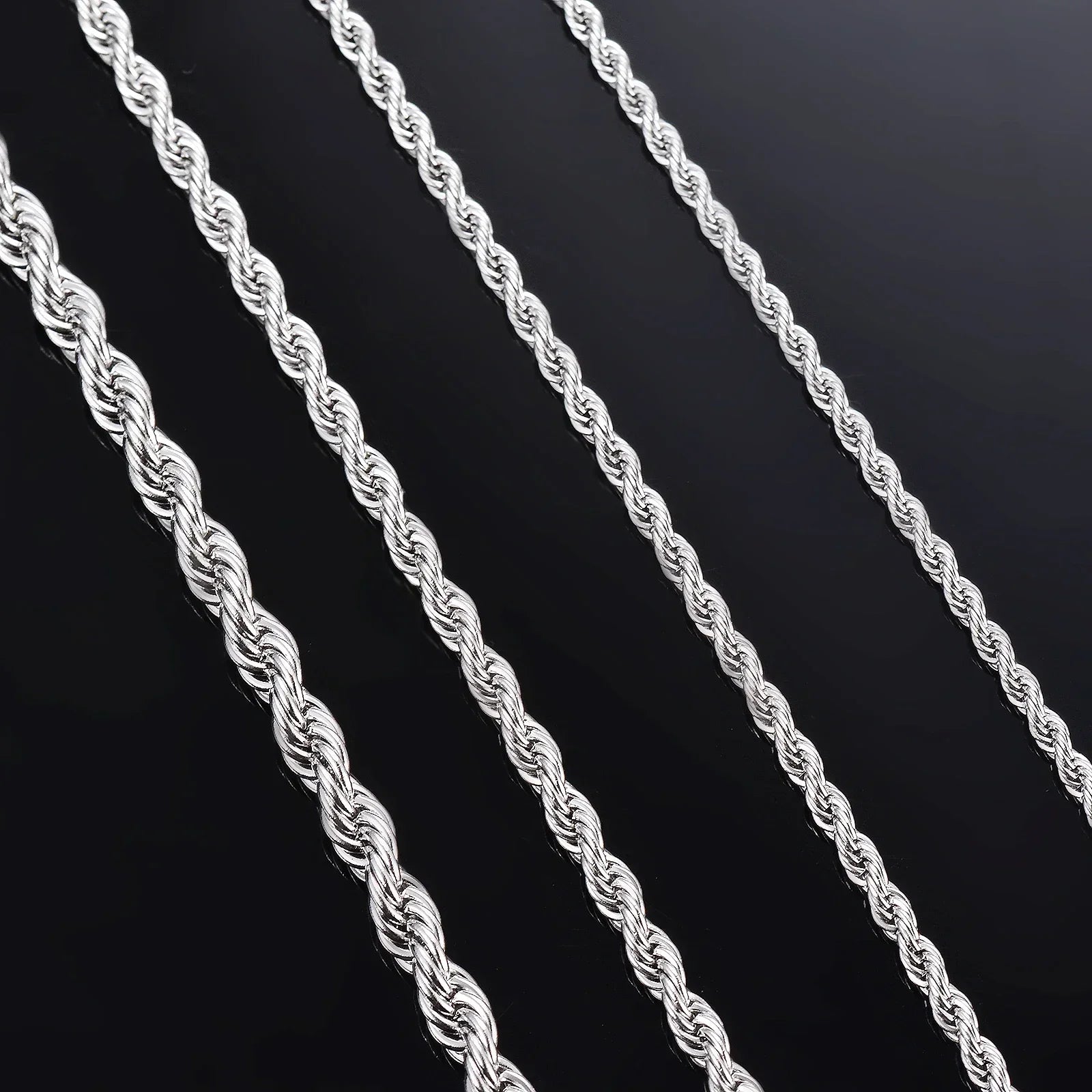 1 Pcs 925 Sterling Silver Width 2/3/4MM Rope Chain Necklace/Bracelet For Men Women Men Fashion Chain Necklace