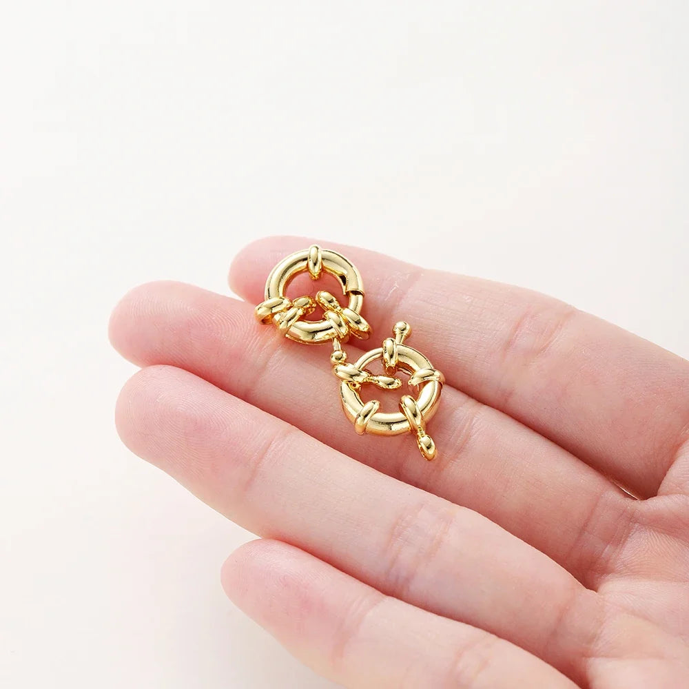 1-4pcs 14K 18K Real Gold Plated Sailor Clasps Bracelet Charm End Connector Spring Clasp For DIY Jewelry Making Necklace Findings