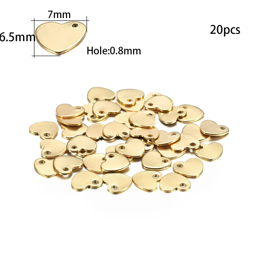 10-50Pcs Gold Stainless Steel Customized Dog Tag Heart-Shaped Oval Blanks Charm Pendant Charms For DIY Jewelry Making Supplies