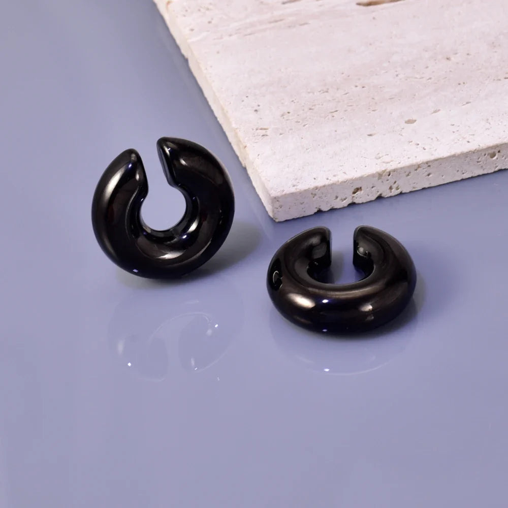 02 INS net red with stainless steel thick round tube hollow ear ring ear clip accessories wholesale