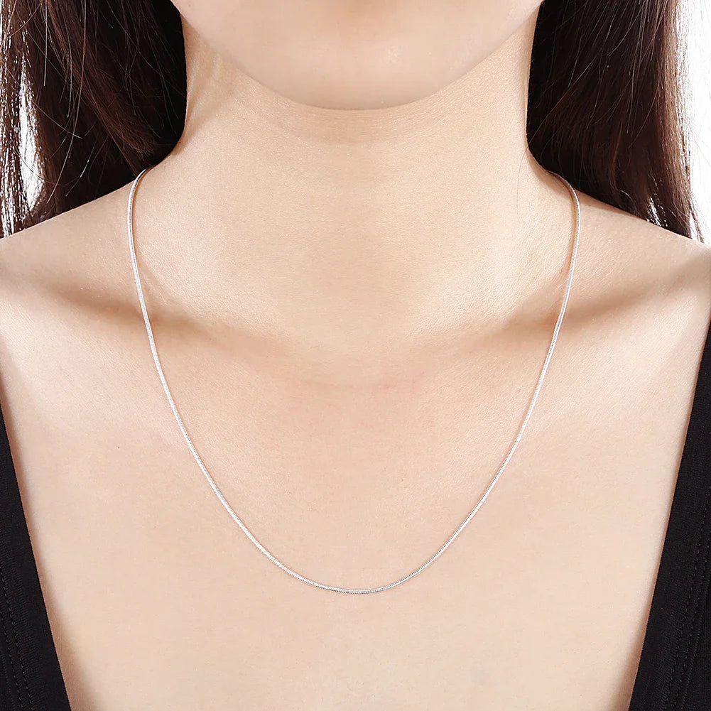 10pcs 925 sterling silver fine 1MM snake chain necklace for women man 16-30inches fashion party wedding Jewelry gifts