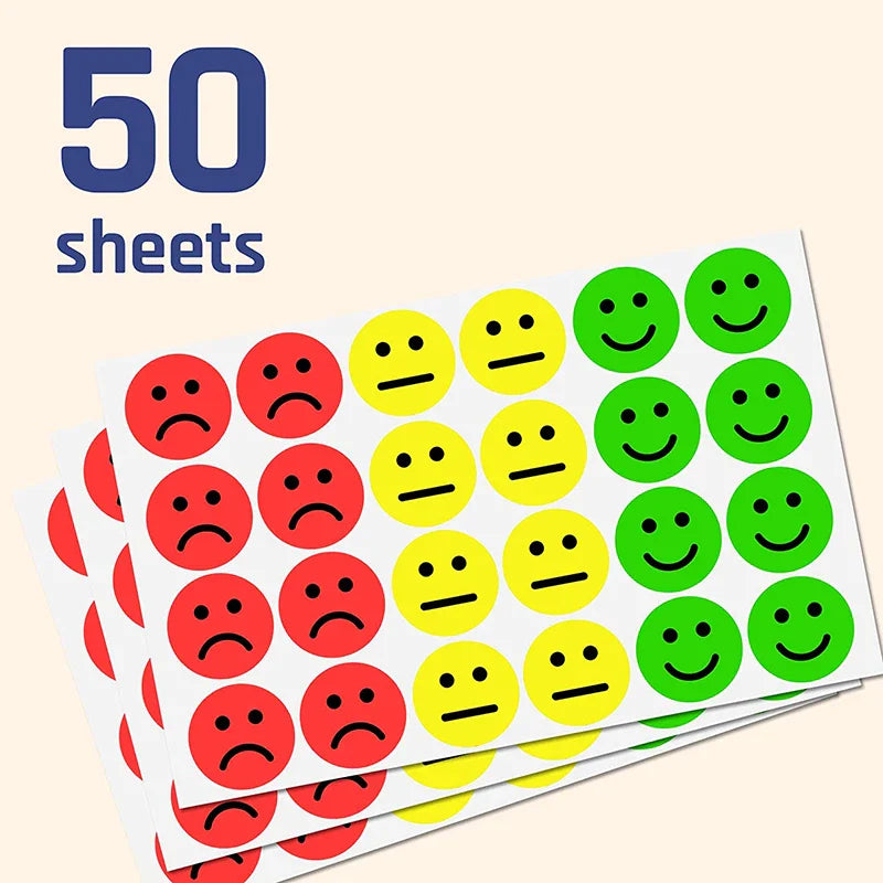 1" Happy Sad Smiling Face Behavior Stickers 120-1200pcs Labels Teachers Classroom School Kids Student Reward Sticker Toys Gifts