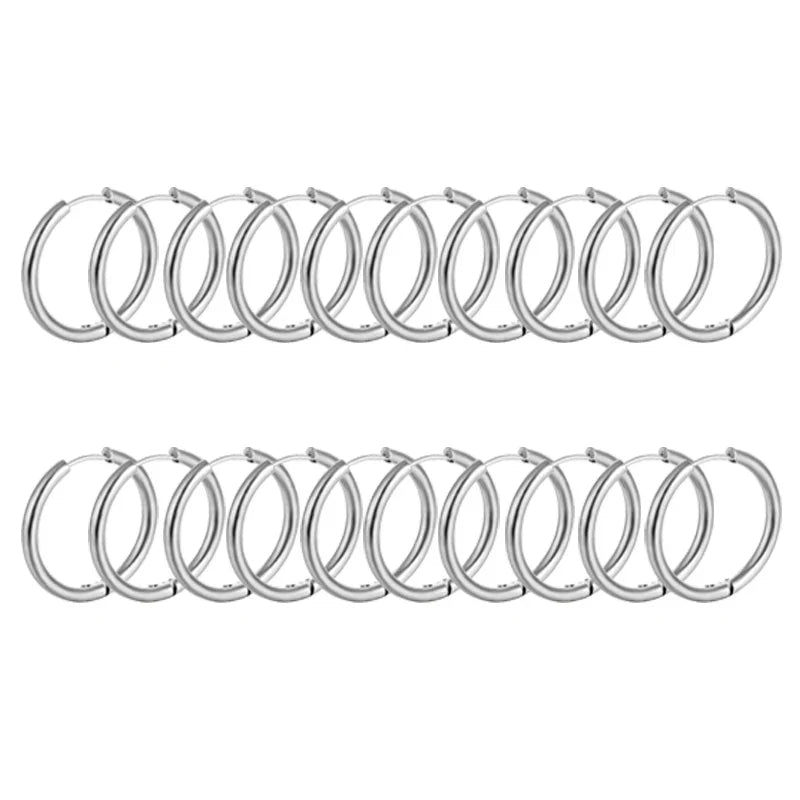 10/20Pcs Minimalist 316L Stainless Steel Small Hoop Earrings For Women Man Classic Round Earrings Fashion Ear Piercing Jewelry