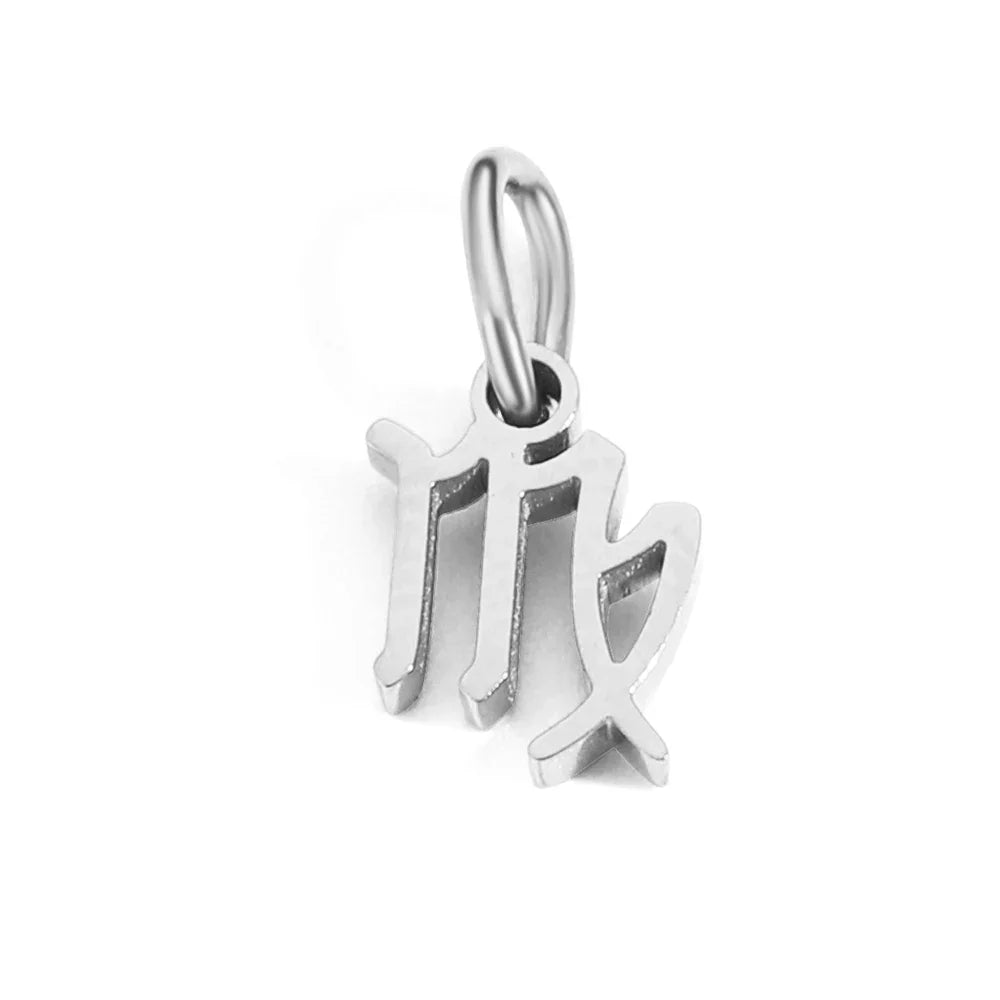 10PCS Stainless Steel Star Zodiac Sign 12 Constellation Pendant Accessories for Necklace Women Man Jewelry Gifts Wholesale
