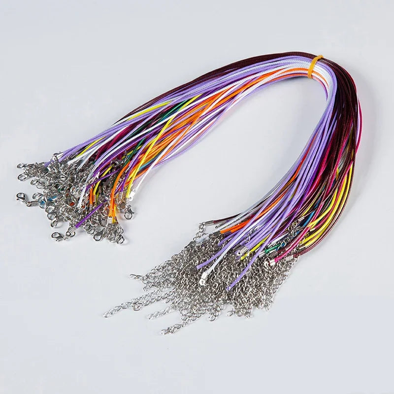 100Pcs Colorful Wax Leather Snake Necklace Women Men Cord String Rope Wire Extender Chain For Jewelry Making Bulk Wholesale