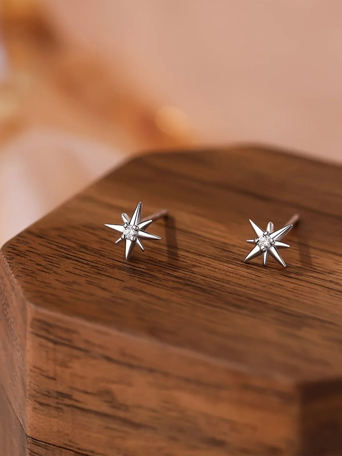 1 pair of elegant 925 sterling silver star earrings, synthetic zirconia, hypoallergenic, women's minimalist style, suitable for