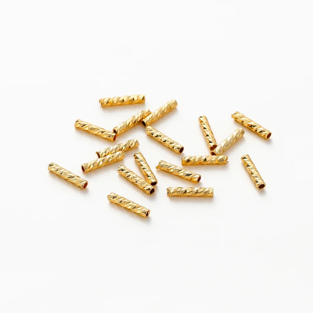100pcs 7MM 10MM 14K 18K Gold Plated Brass Straight Tube for Bracelet Making StripeTubes Jewelry Supplies Diy Accessories