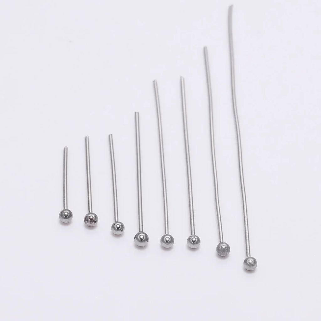 100pcs/Pack Stainless Steel 15-50mm Silver Ball Head Pins For Handmade DIY Jewelry Making Headpin Findings Accessories