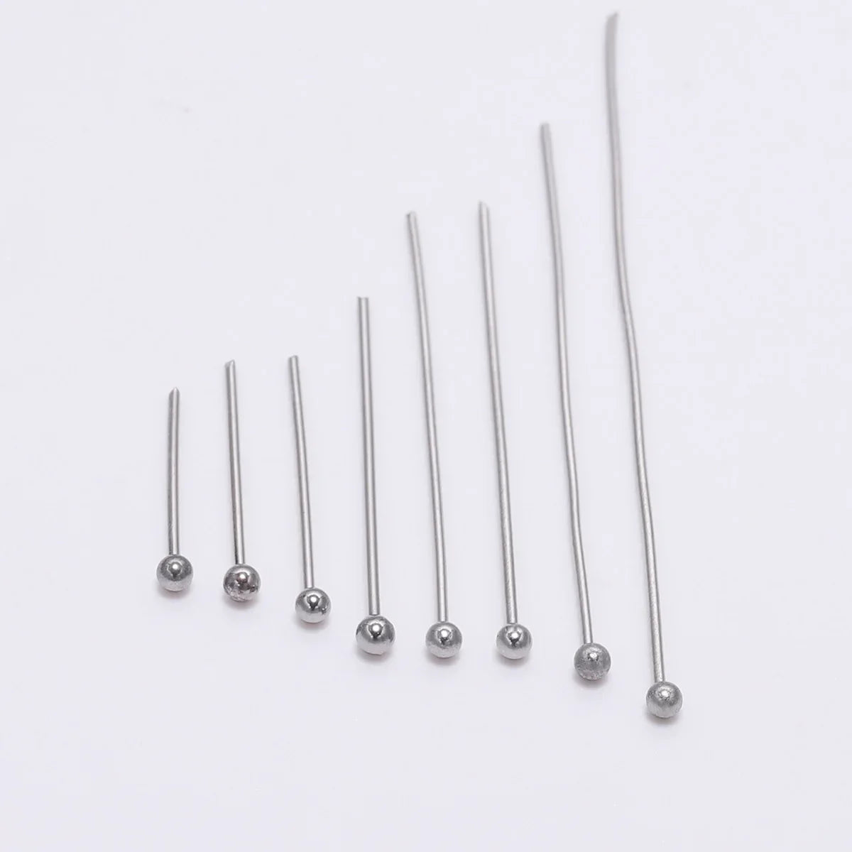 100pcs/Pack Stainless Steel 15-50mm Silver Ball Head Pins For Handmade DIY Jewelry Making Headpin Findings Accessories