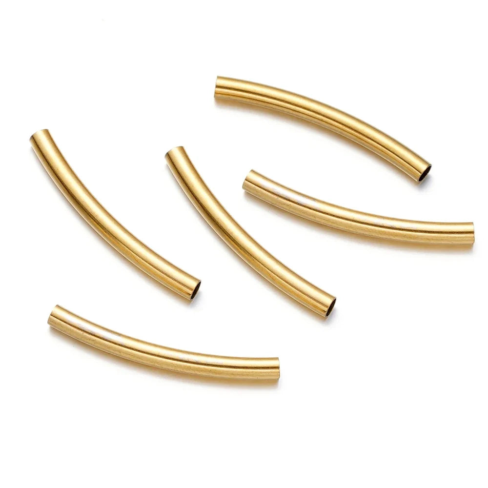 10Pcs/Pack Stainless Steel Curved Tube Spacer Beads Connectors For Handmade DIY Jewelry Making Bracelet Necklace Accessories